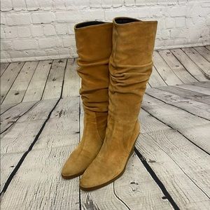 Salvatore Ferragamo Tan Suede Wedge Boots